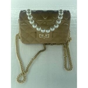 Quilted Crossbody Bag Pearl Handle Chain Strap Purse‎ Designer Style